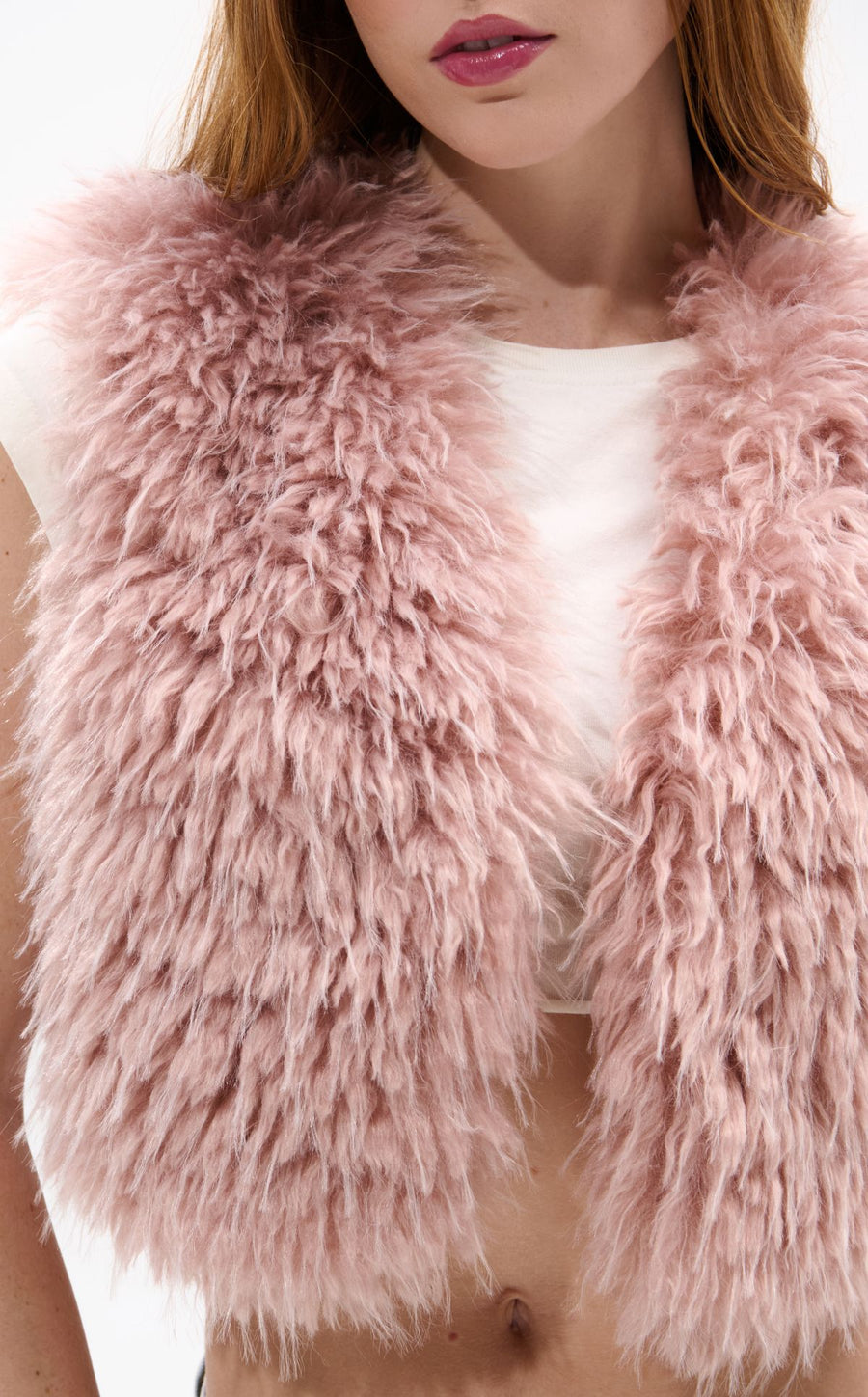 CAMILLE-PINK FAUX FUR VEST