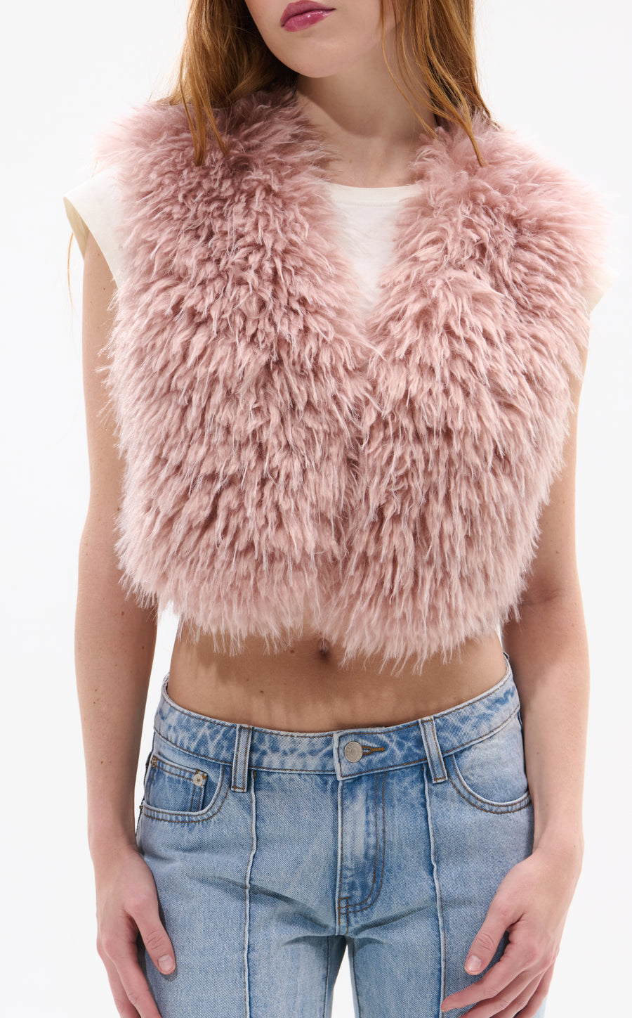 CAMILLE-PINK FAUX FUR VEST