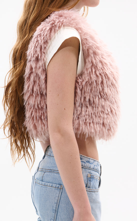 CAMILLE-PINK FAUX FUR VEST