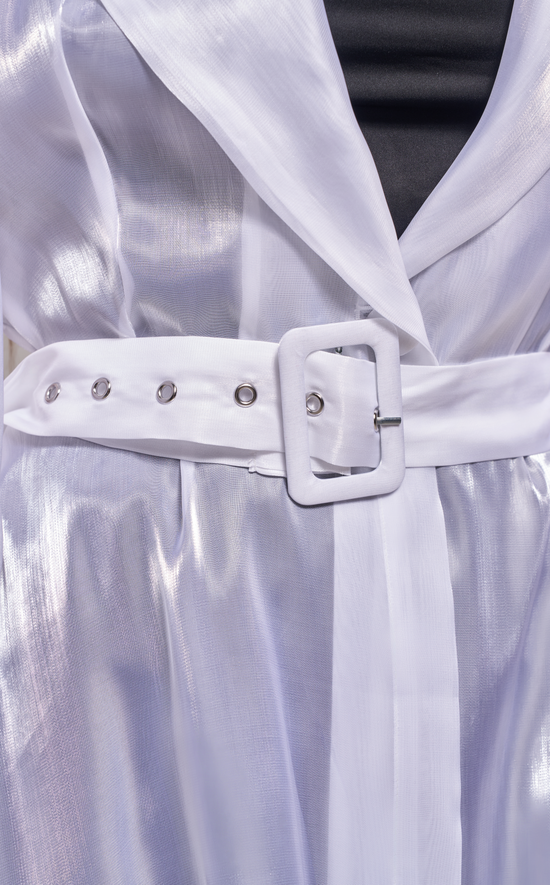 CASSARA-WHITE SHEER TRENCH JACKET