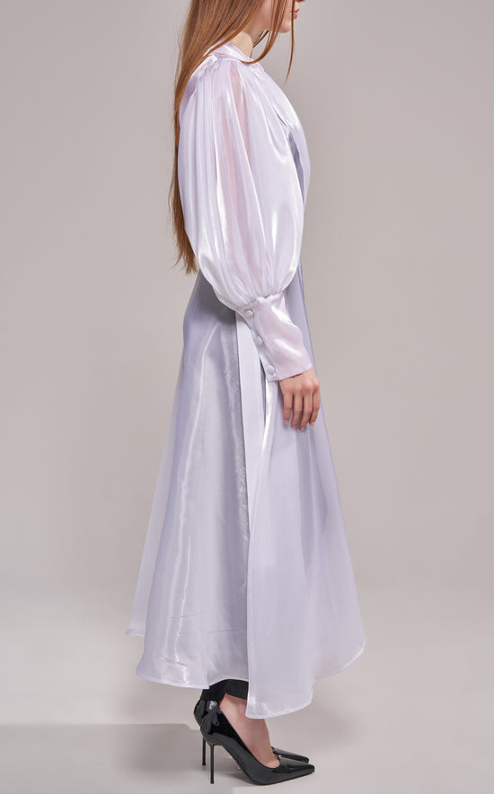 CASSARA-WHITE SHEER TRENCH JACKET