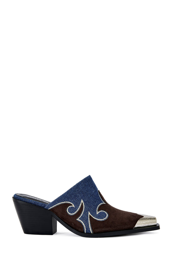 CECILY-DENIM WESTERN MULE