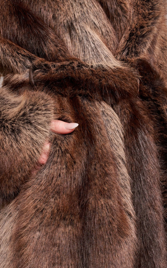 CERSEI-BROWN FAUX FUR COAT