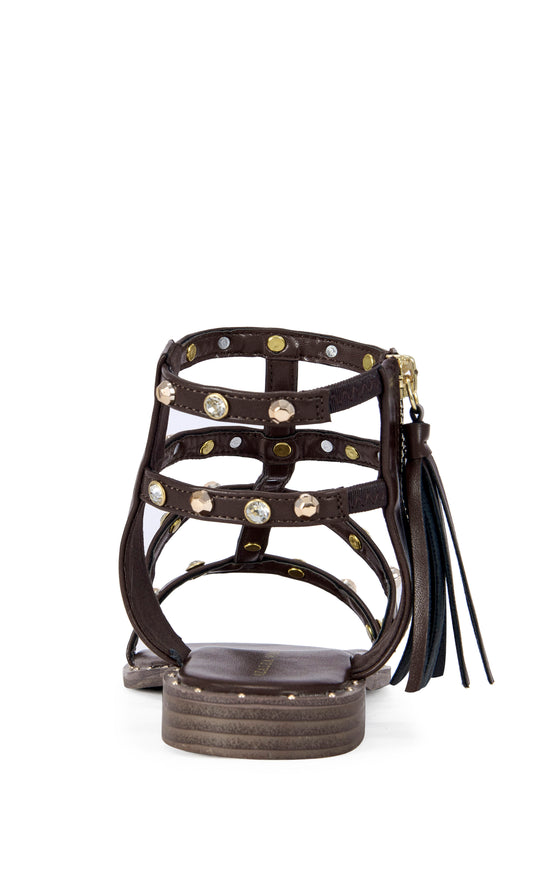 CHALICE-CHOCOLATE GLADIATOR FLAT SANDAL