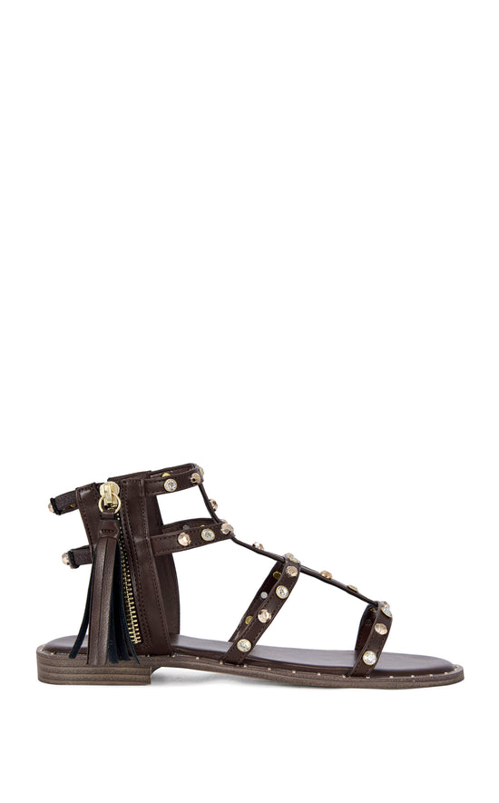 CHALICE-CHOCOLATE GLADIATOR FLAT SANDAL