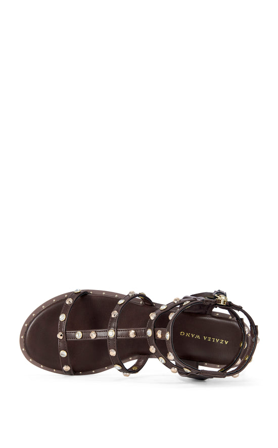 CHALICE-CHOCOLATE GLADIATOR FLAT SANDAL