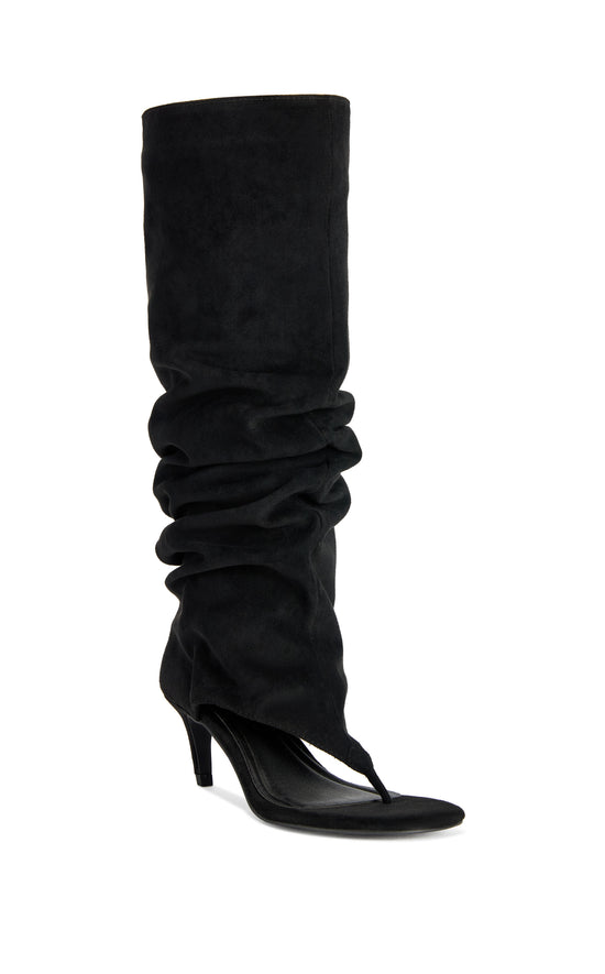 CHANDI-BLACK SLOUCHY STILETTO SANDAL BOOT