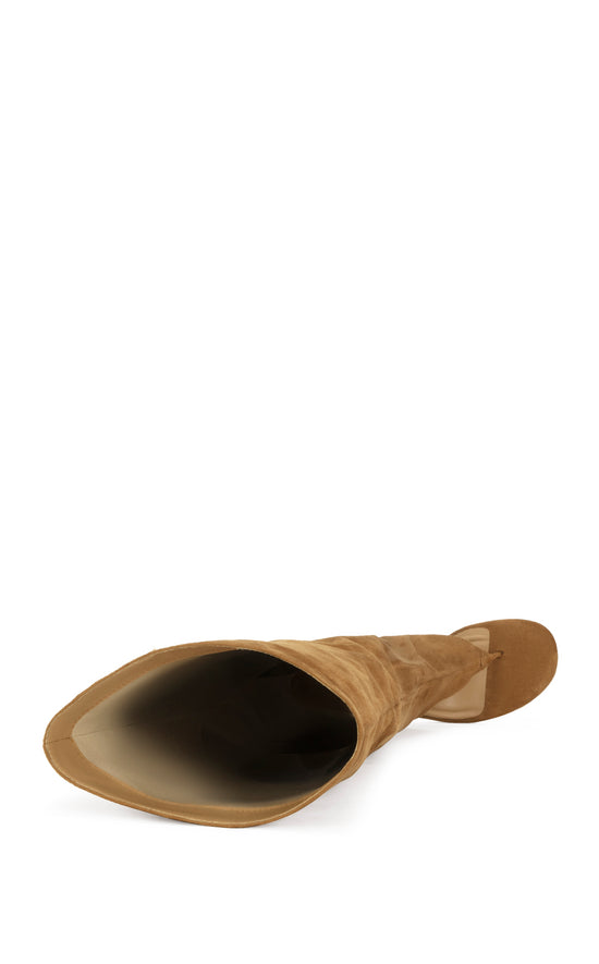 CHANDI-TAN STILETTO SANDAL BOOT