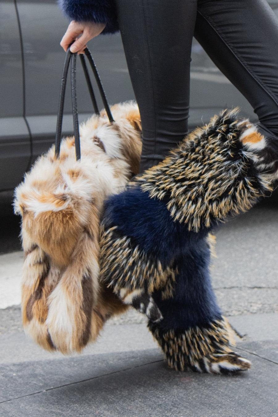 ROXANA-BROWNMULTI FAUX FUR HANDBAG