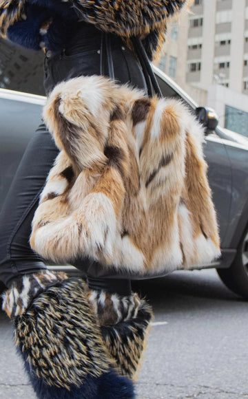 ROXANA-BROWNMULTI FAUX FUR HANDBAG