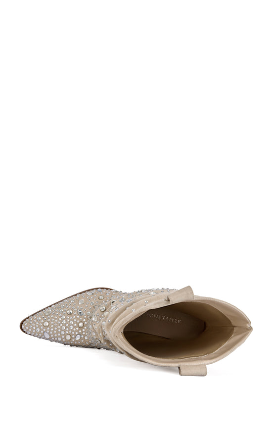 CHRISTOS-BEIGE EMBELLISHED WESTERN BOOTIE