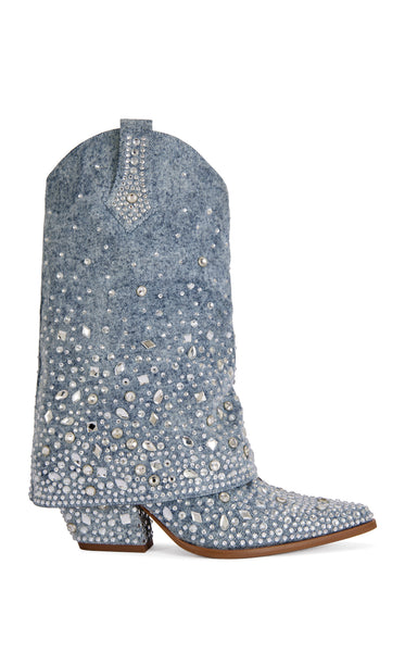 CHRISTOS-DENIM BLOCK BOOTIE | AZALEA WANG