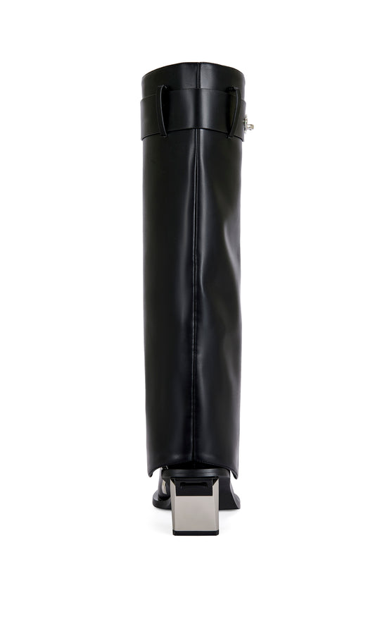 CHRONO-BLACK METAL HEELED BOOT