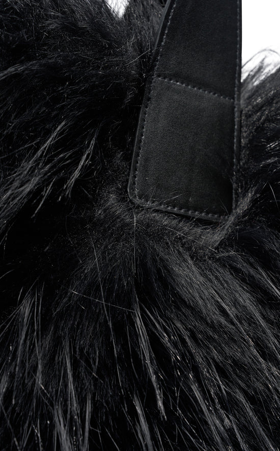 CONFIDANTE-BLACK FAUX FUR HANDBAG