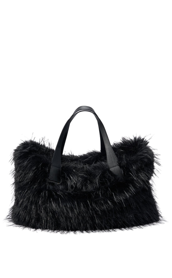 CONFIDANTE-BLACK FAUX FUR HANDBAG