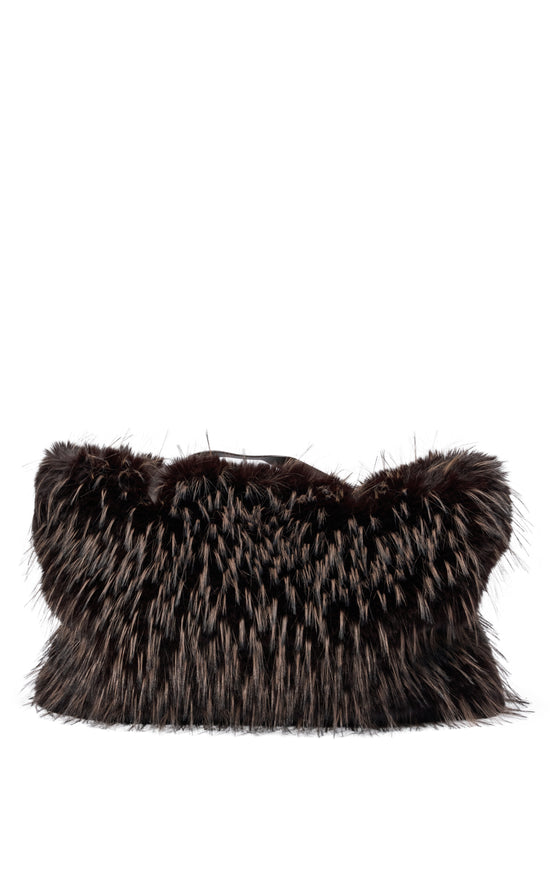 CONFIDANTE-BROWN FAUX FUR HANDBAG