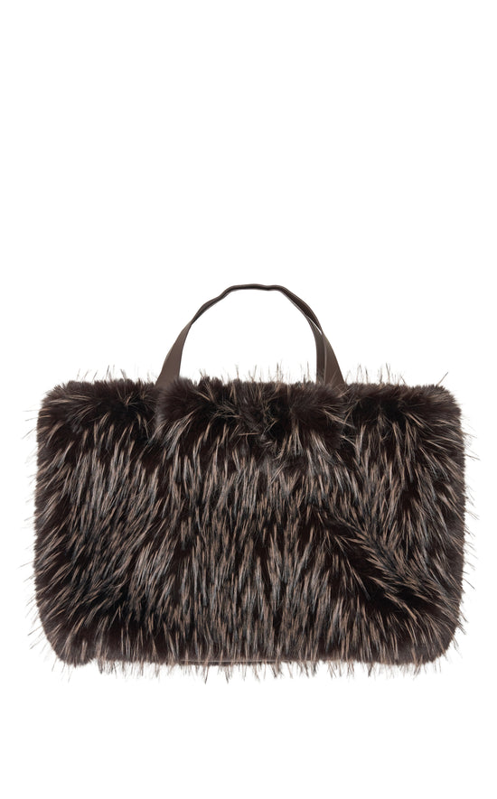 CONFIDANTE-BROWN FAUX FUR HANDBAG