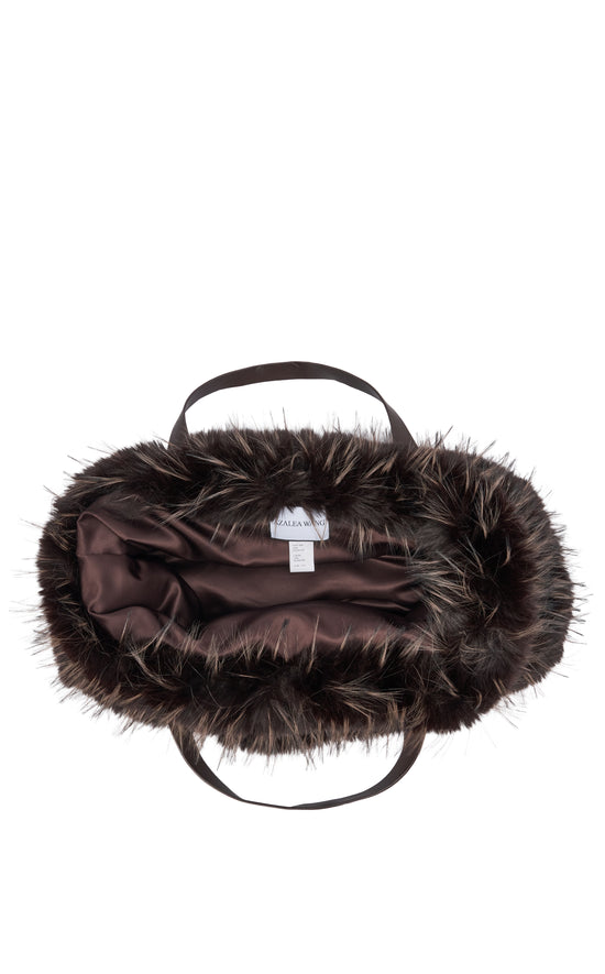 CONFIDANTE-BROWN FAUX FUR HANDBAG
