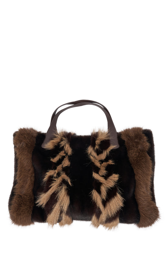 CONFIDANTE-CHOCMULTI FAUX FUR HANDBAG