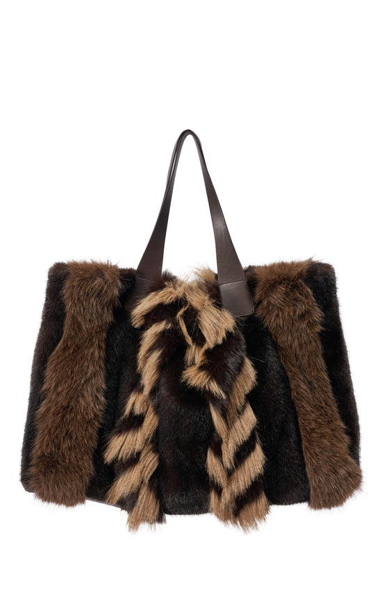 CONFIDANTE-CHOCMULTI FAUX FUR HANDBAG
