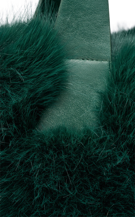 CONFIDANTE-EMERALD FAUX FUR HANDBAG