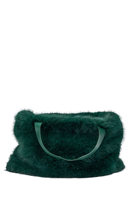 CONFIDANTE-EMERALD FAUX FUR HANDBAG