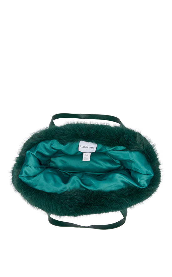 CONFIDANTE-EMERALD FAUX FUR HANDBAG