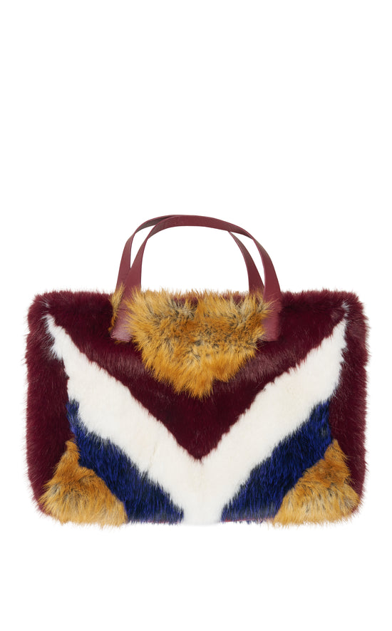CONFIDANTE-REDMULTI FAUX FUR HANDBAG