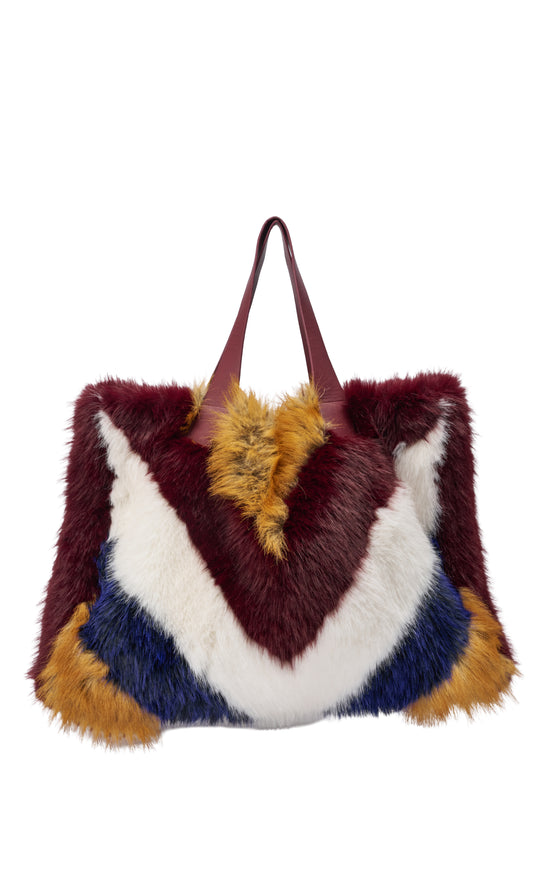 CONFIDANTE-REDMULTI FAUX FUR HANDBAG