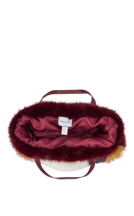 CONFIDANTE-REDMULTI FAUX FUR HANDBAG