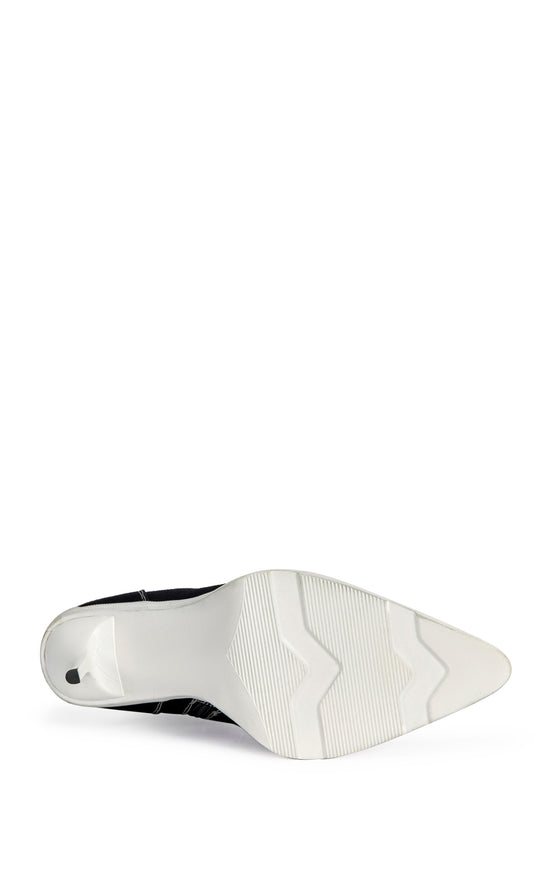 COSIMA-BLACK SPORTY POINT-TOE STILETTO BOOTIE