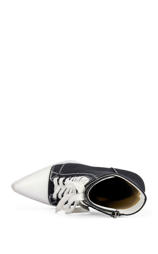 COSIMA-BLACK SPORTY POINT-TOE STILETTO BOOTIE
