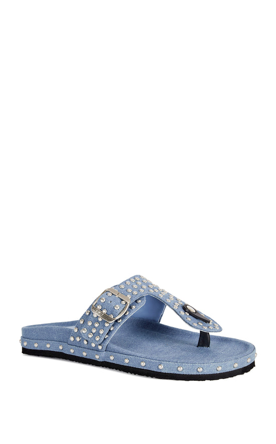 DAISYCHAIN-DENIM STUDDED THONG SANDAL