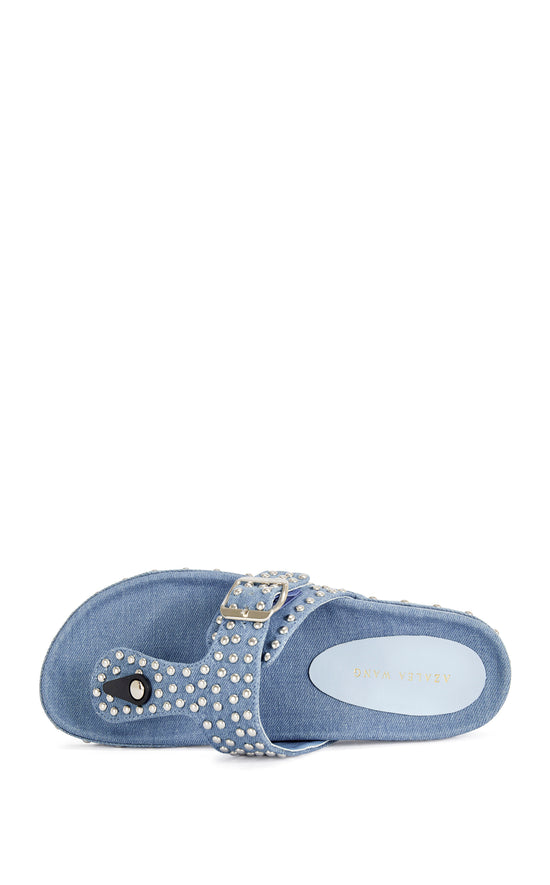 DAISYCHAIN-DENIM STUDDED THONG SANDAL
