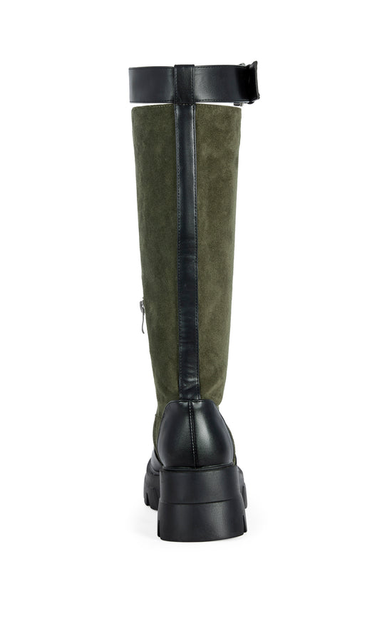 DALILA-OLIVE CHUNKY MOTO BOOT