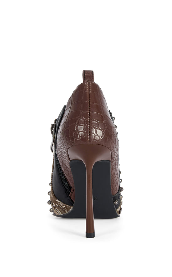 DARIAH-CHOCOLATE EMBELLISHED STILETTO BOOTIE