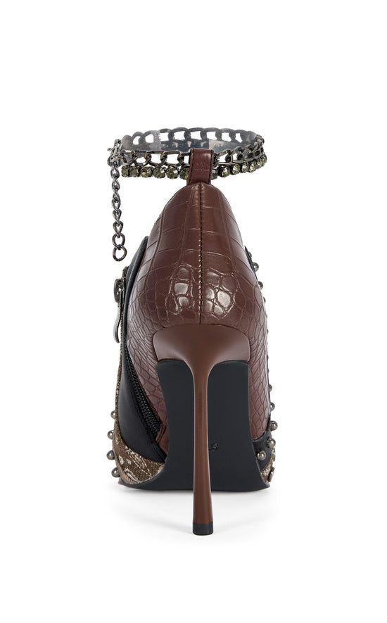DARIAH-CHOCOLATE EMBELLISHED STILETTO BOOTIE