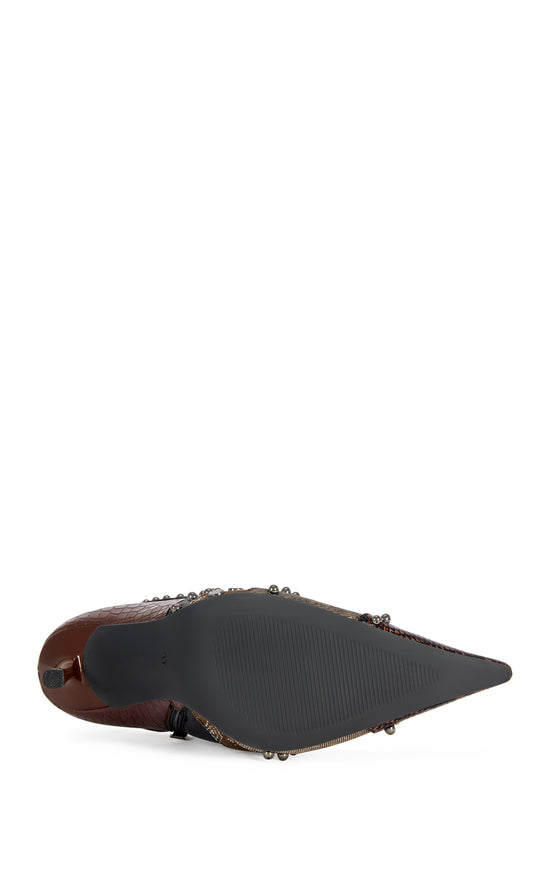DARIAH-CHOCOLATE EMBELLISHED STILETTO BOOTIE