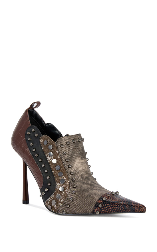 DARIAH-CHOCOLATE EMBELLISHED STILETTO BOOTIE