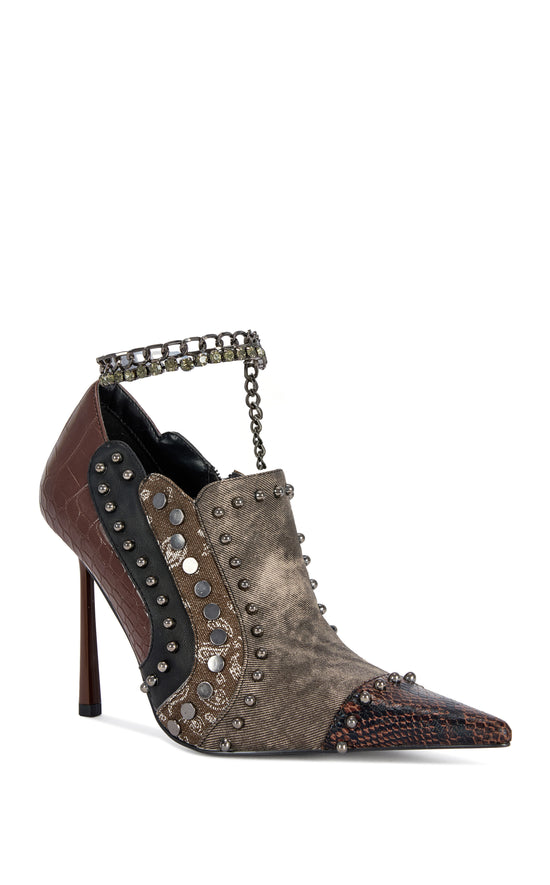 DARIAH-CHOCOLATE EMBELLISHED STILETTO BOOTIE