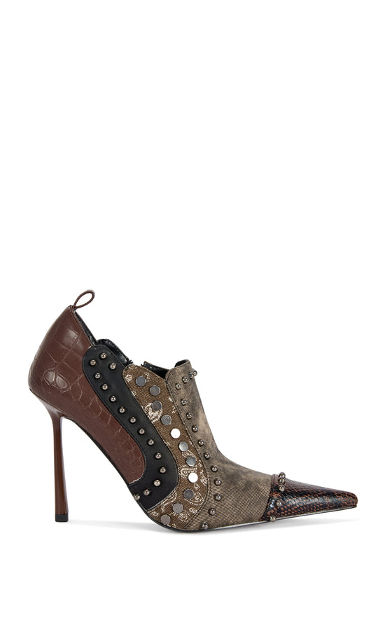 DARIAH-CHOCOLATE EMBELLISHED STILETTO BOOTIE