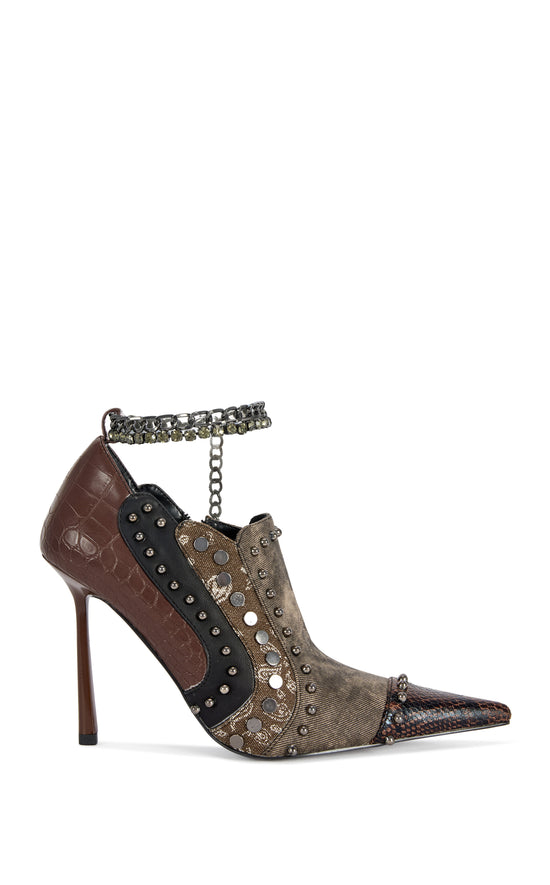 DARIAH-CHOCOLATE EMBELLISHED STILETTO BOOTIE
