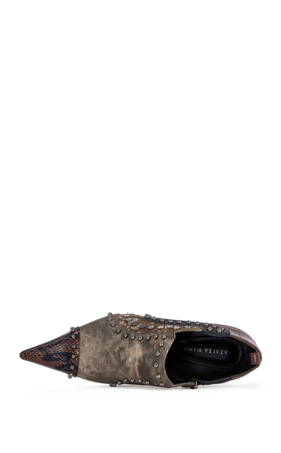 DARIAH-CHOCOLATE EMBELLISHED STILETTO BOOTIE