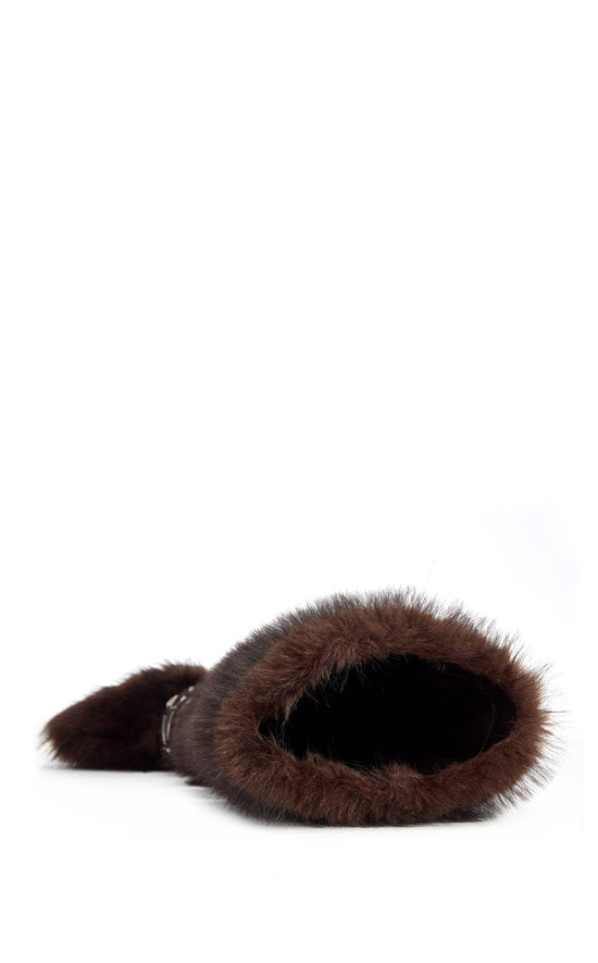 DARIO-CHOCOLATE FAUX FUR STILETTO BOOT