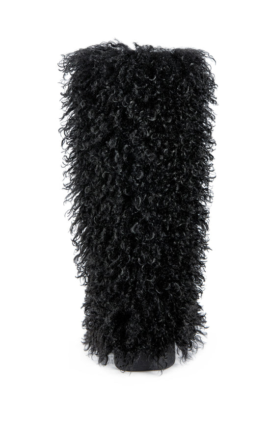 DENTON-BLACK FAUX FUR WINTER FLAT BOOT