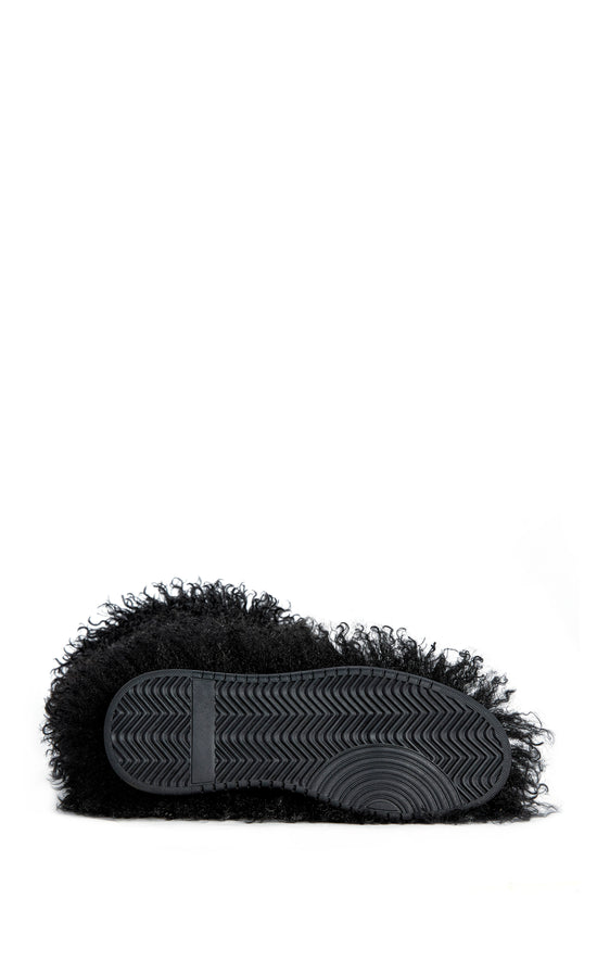 DENTON-BLACK FAUX FUR WINTER FLAT BOOT