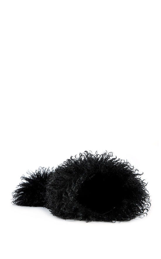 DENTON-BLACK FAUX FUR WINTER FLAT BOOT
