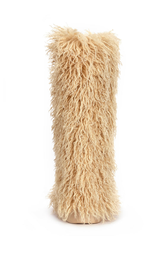 DENTON-NUDE FAUX FUR WINTER FLAT BOOT