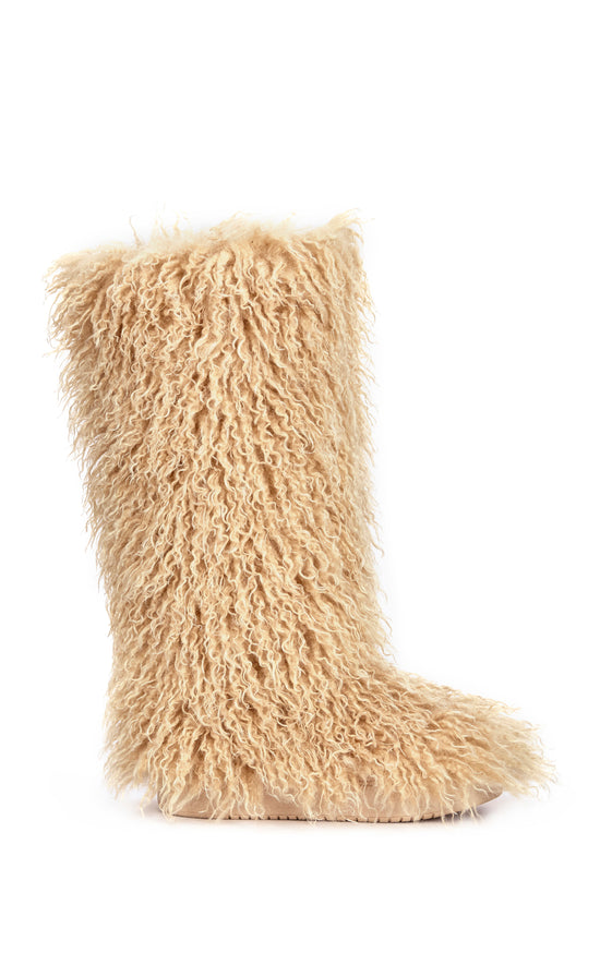 DENTON-NUDE FAUX FUR WINTER FLAT BOOT