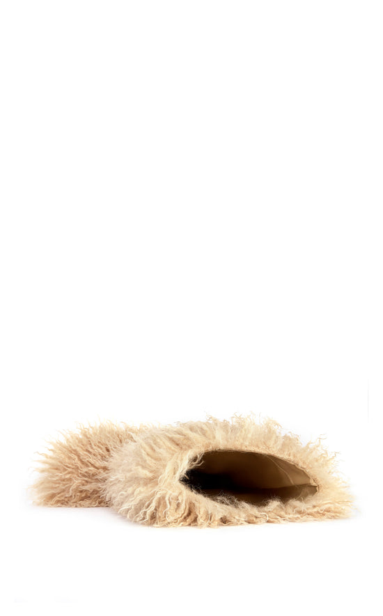 DENTON-NUDE FAUX FUR WINTER FLAT BOOT